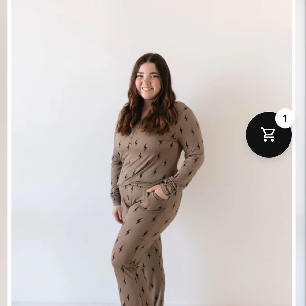 Forever French Tan Lightning Print Pajama Set